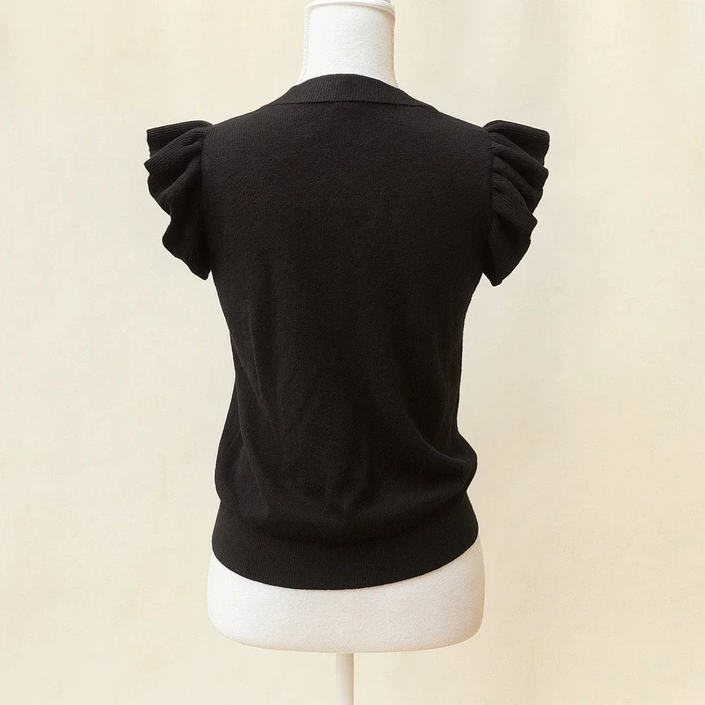 Who  What Wear M Black Sweater Cottagecore  Minimalist Romantic Vintage Retro - Picture 2 of 10